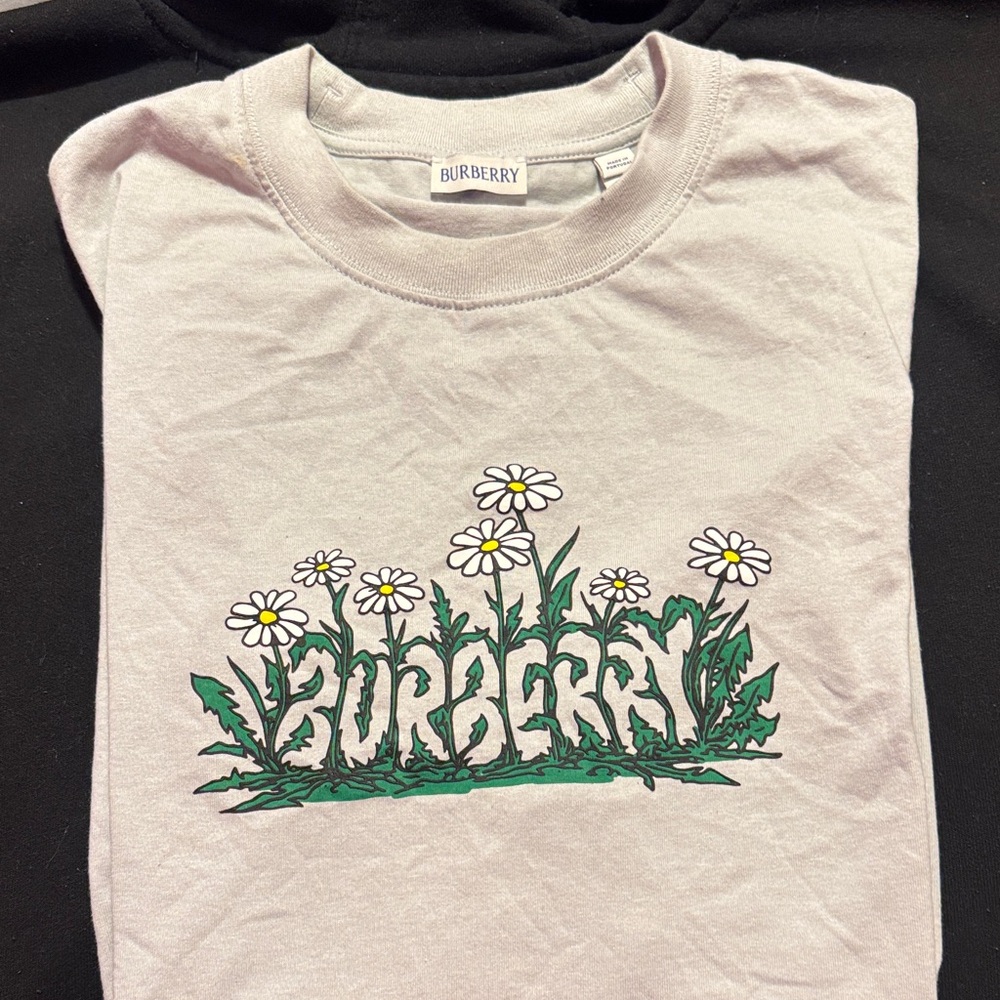 Burberry Kids Cream Floral Graphic Tee